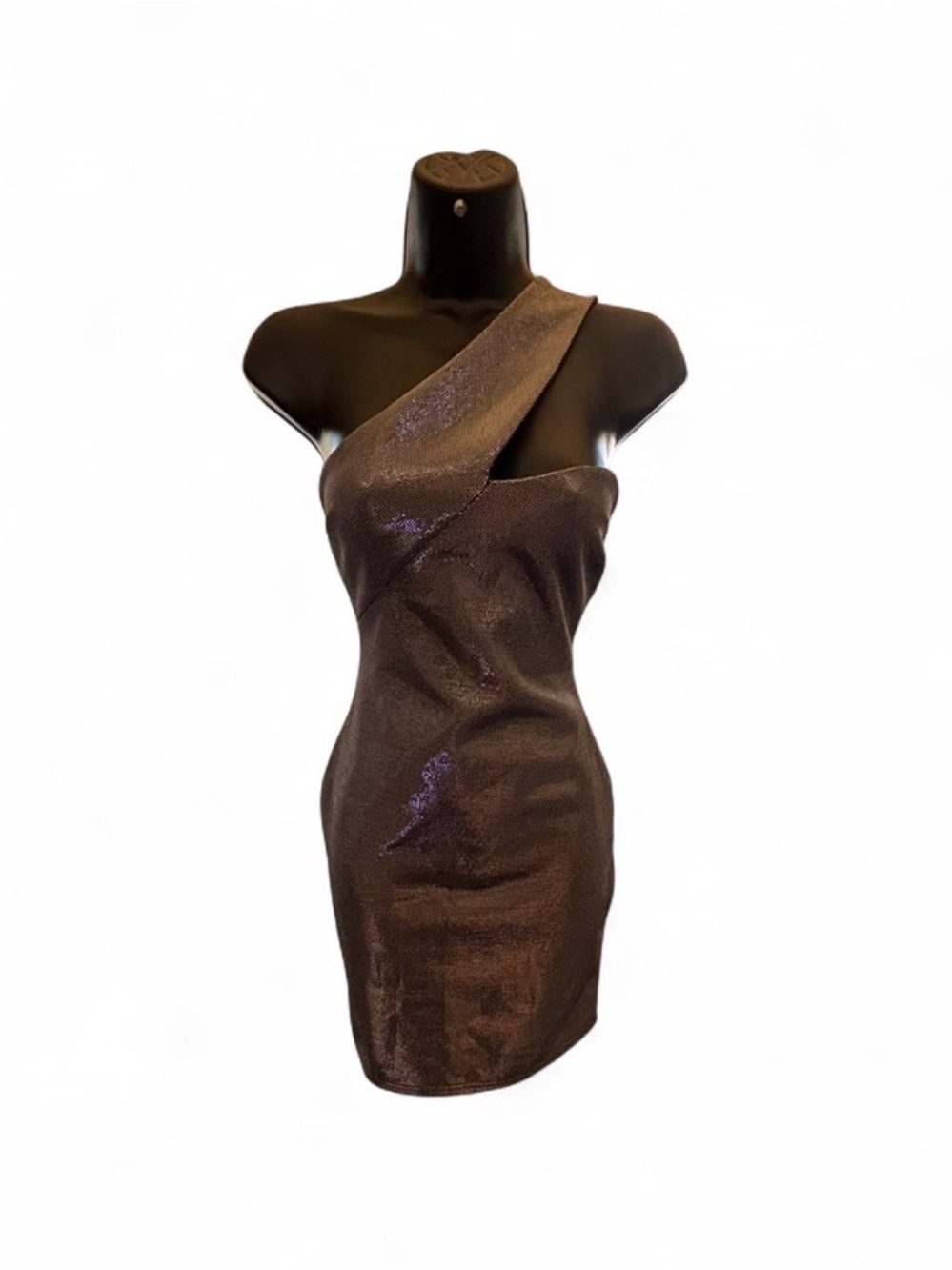 ASOS One-Shoulder Metallic Brown Bodycon Dress